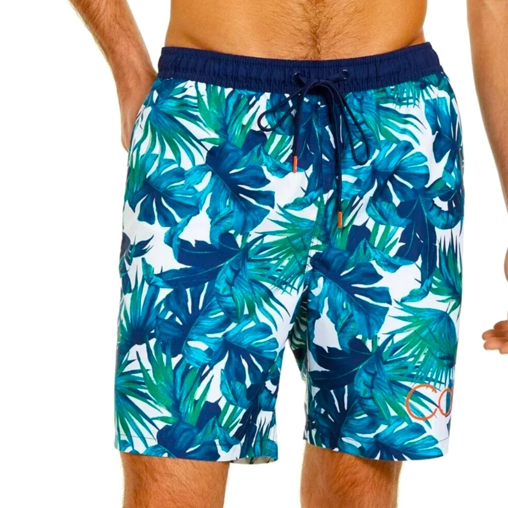 Calvin Klein Mens Regular Fit Swim Trunks Shorts XXL 2XL Hawaiian Island Leaf